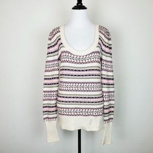 Kaisely Sweater Fair Isle Knit Cream Angora Rabbit Boho Nordic Fall Winter Cabin